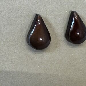 Brown/Bronze Heavy Tear‎ Drop Metal Stud Earrings
